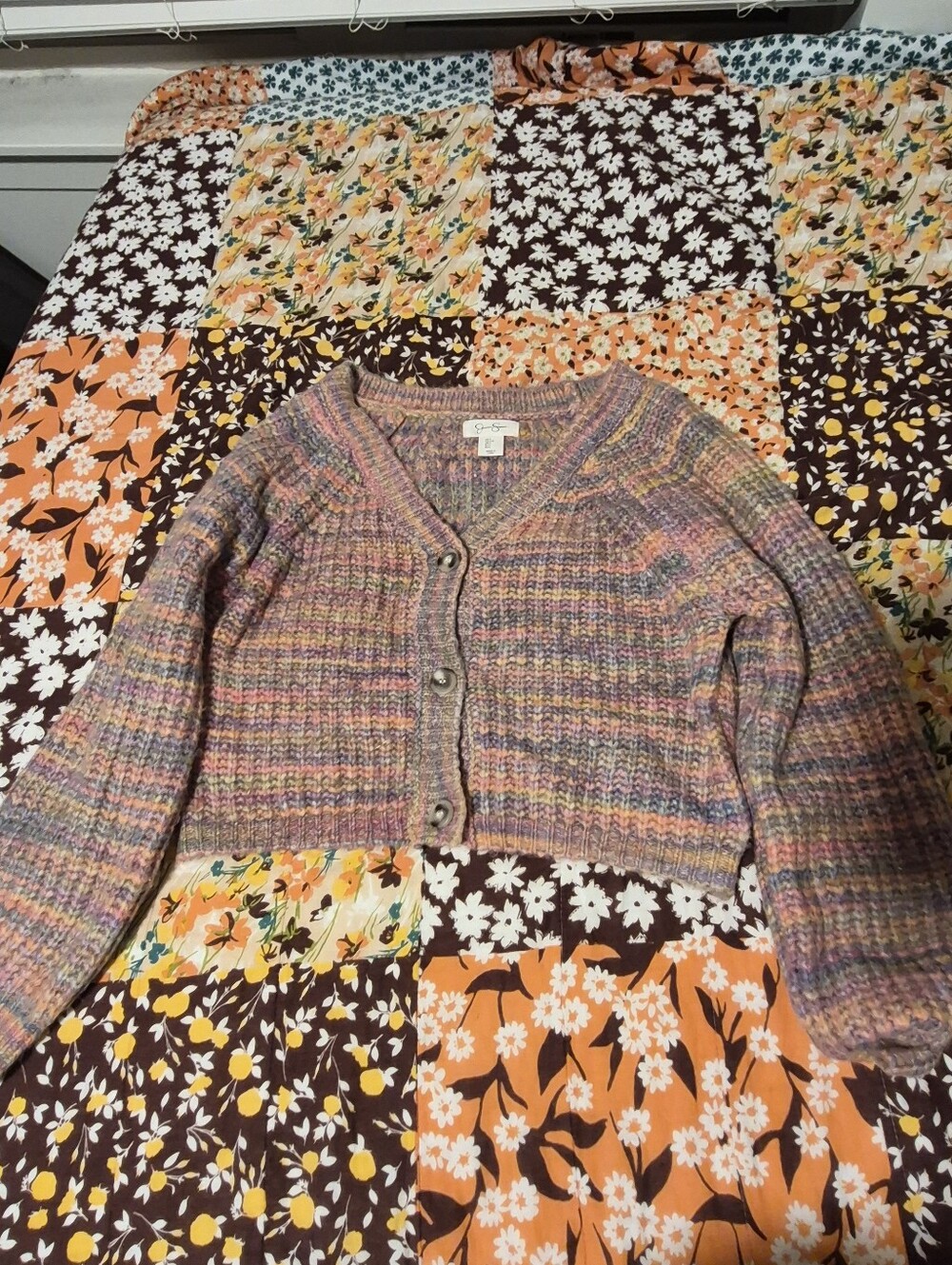 Multicolor Cropped Knit Button-Front Sweater Cardigan - Jessica Simpson